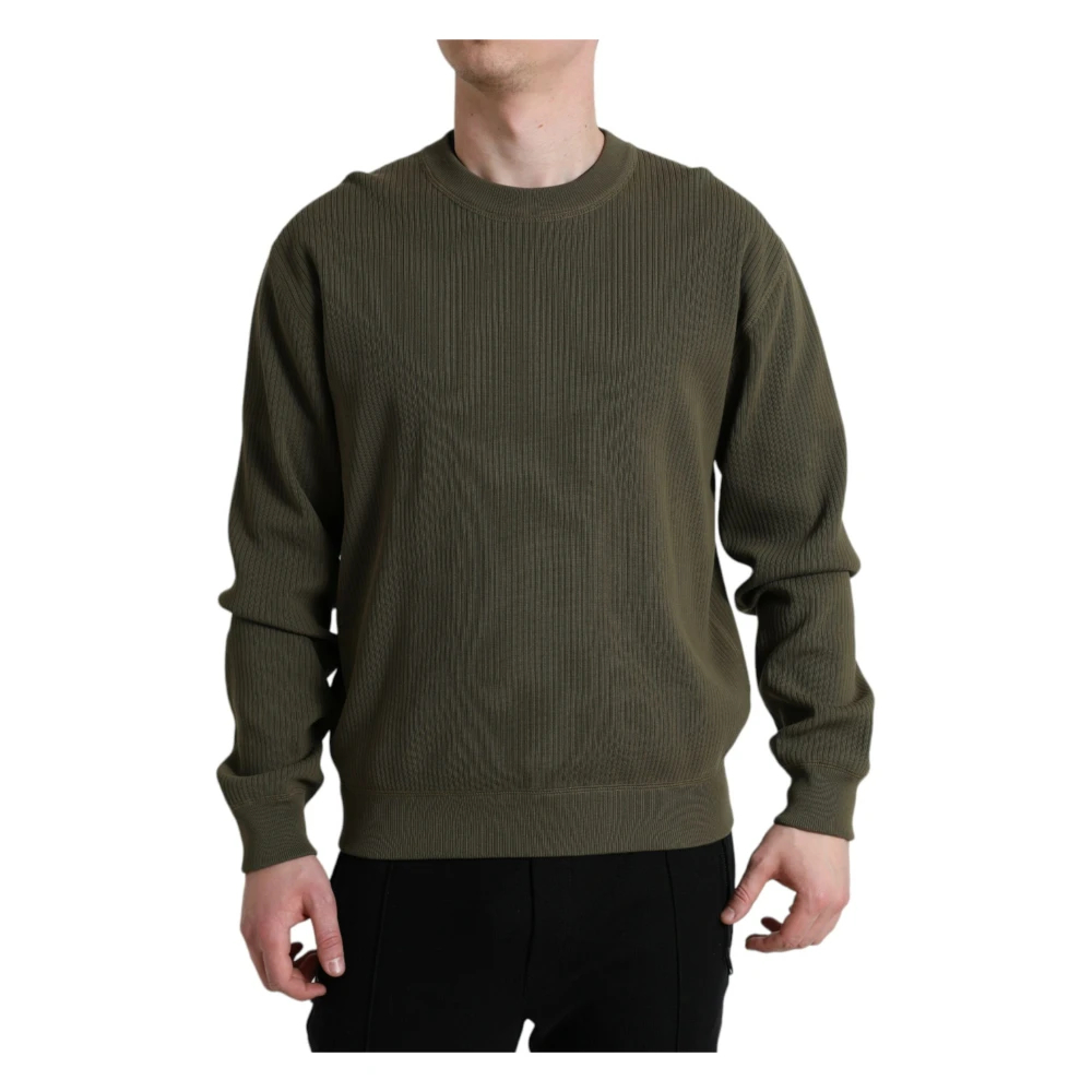 Dolce & Gabbana Men's Green Round-Neck Knitwear Medium