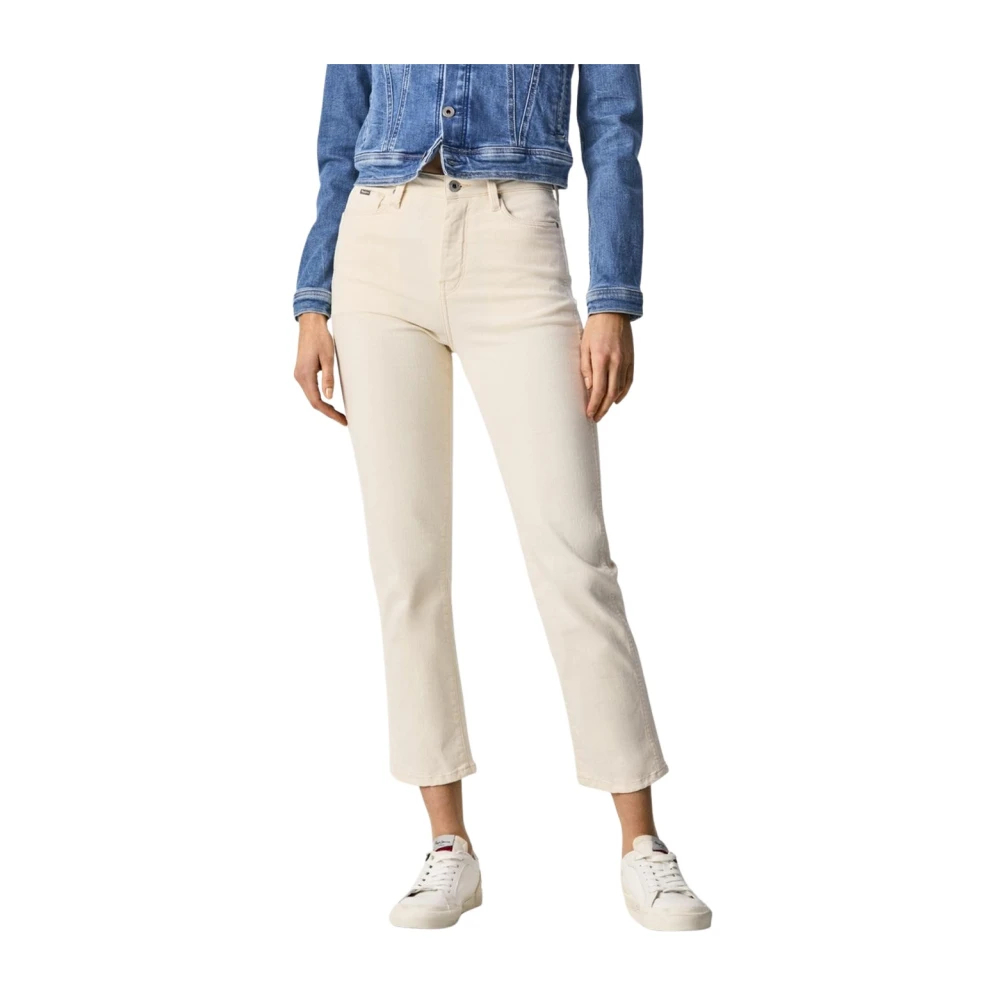 Pepe Jeans Women's Beige Slim-Fit Trousers W24