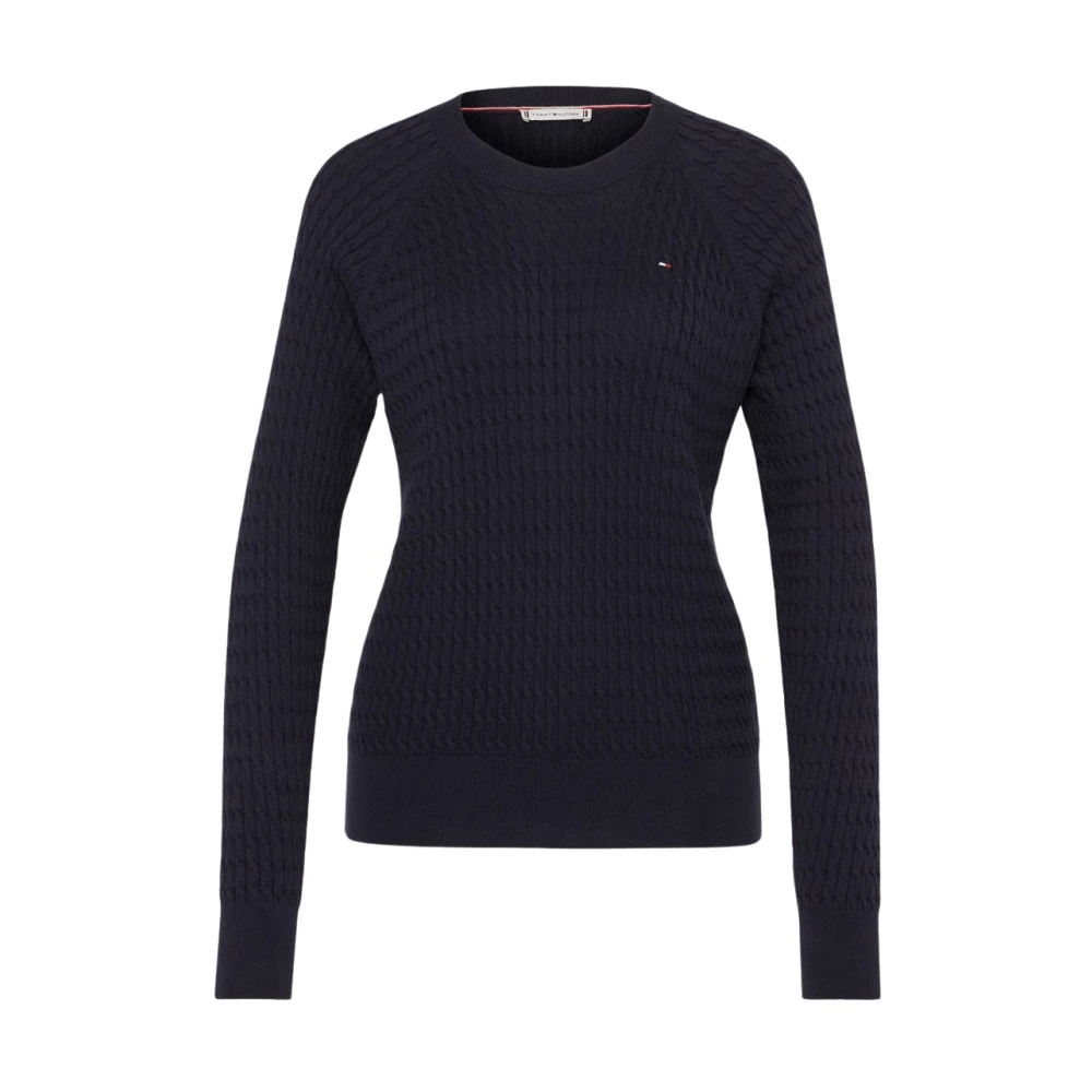 Tommy Hilfiger Women's Blue Round-Neck Knitwear Extra Small
