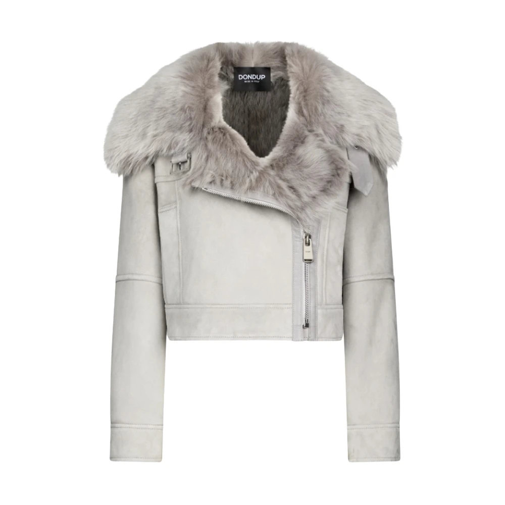 Dondup Women's Gray Leather Jackets Extra Small
