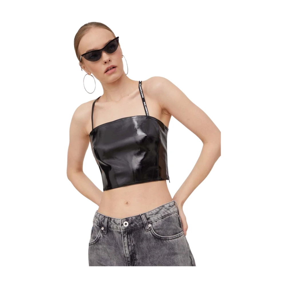 Karl Lagerfeld Women's Black Sleeveless Tops Small