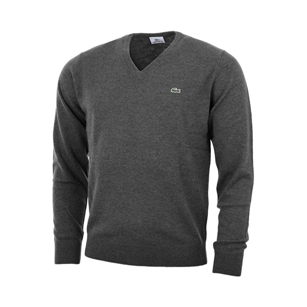 Lacoste Men's Gray V-Neck Knitwear Extra Small