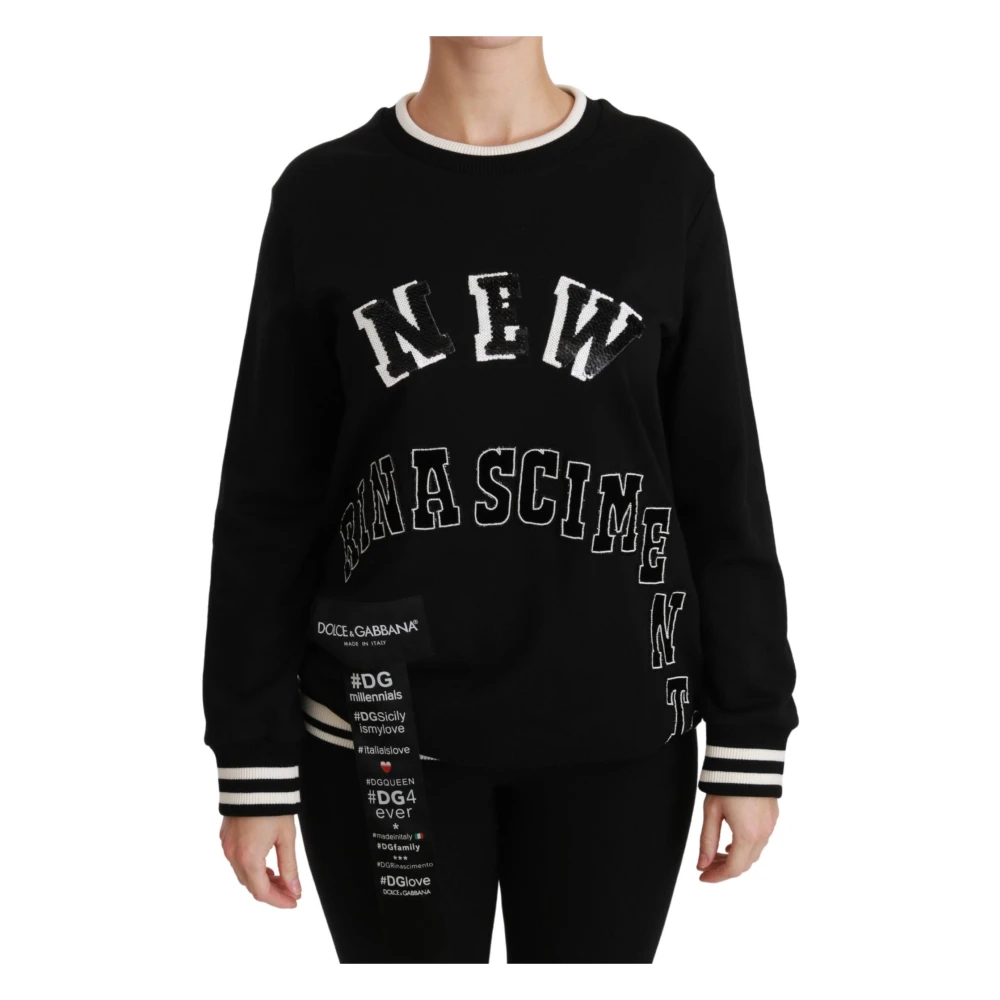 Dolce & Gabbana Women's Black Round-Neck Knitwear Medium