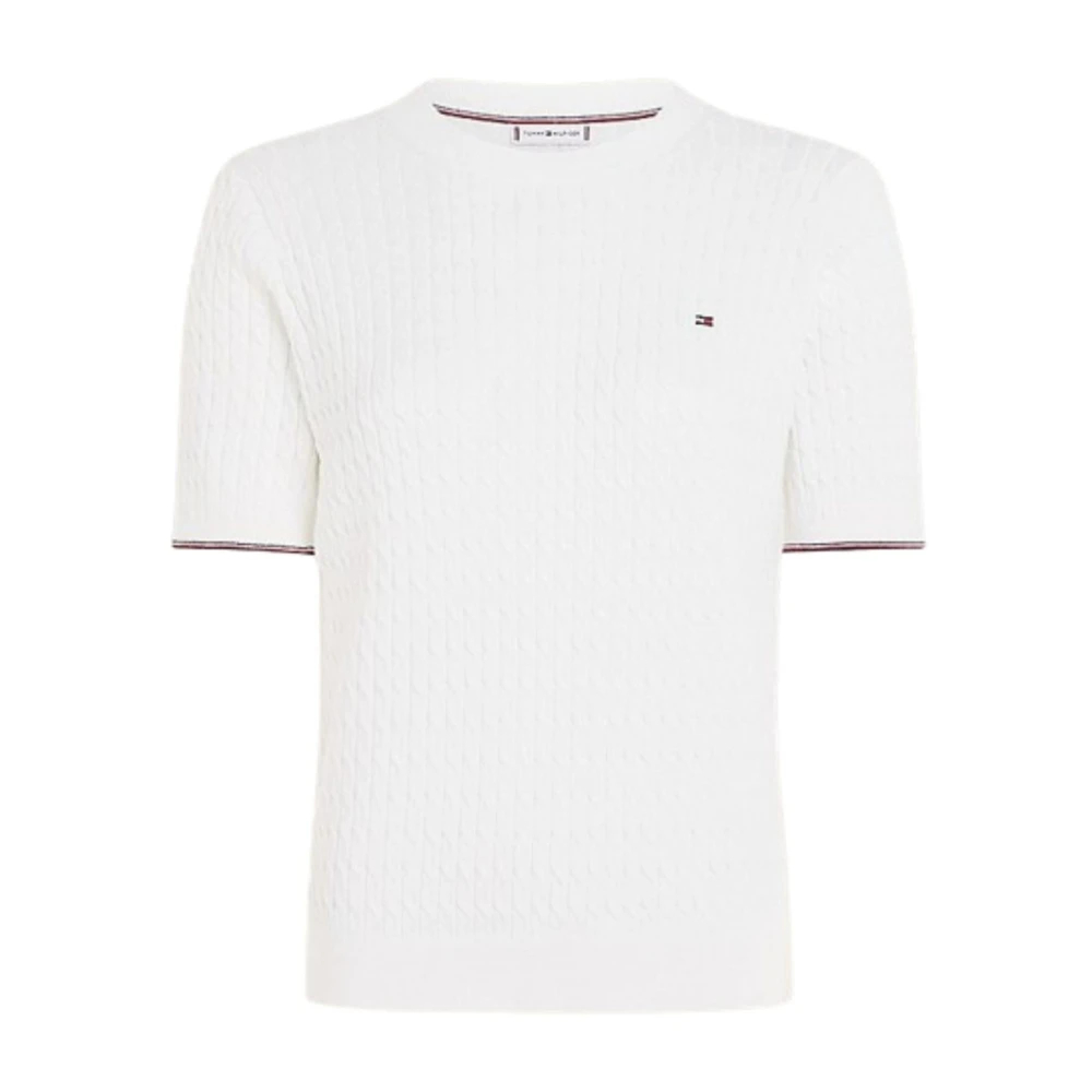 Tommy Hilfiger Women's White Round-Neck Knitwear Extra Small