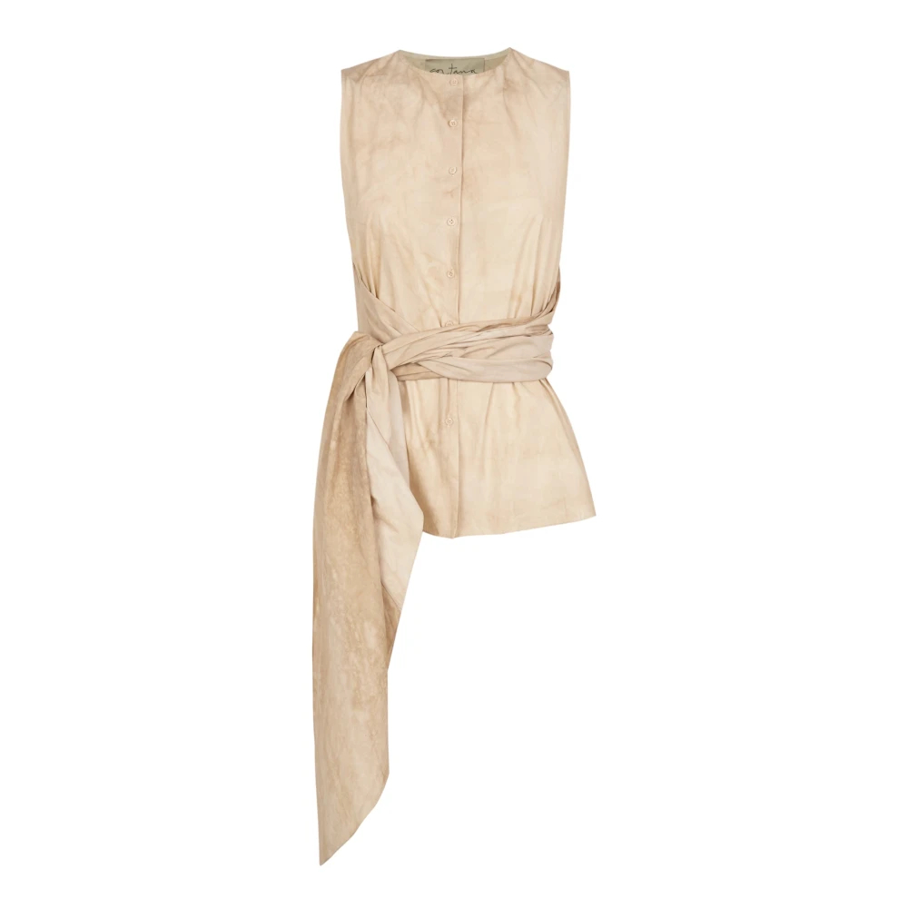 Cortana Women's Beige Sleeveless Tops Small