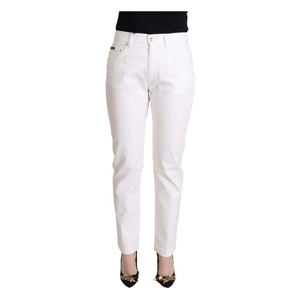 Dolce & Gabbana Women's White Slim-Fit Trousers Extra Small