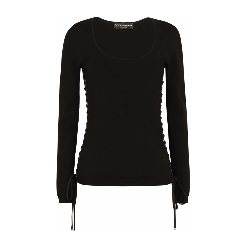 Dolce & Gabbana Women's Black Round-Neck Knitwear Medium