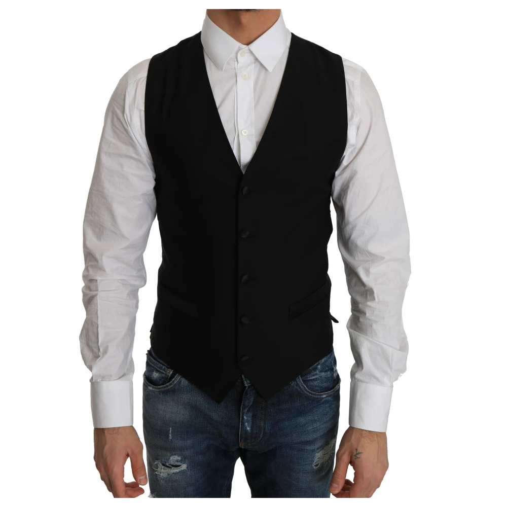 Dolce & Gabbana Men's Black Suit Vests Extra Small