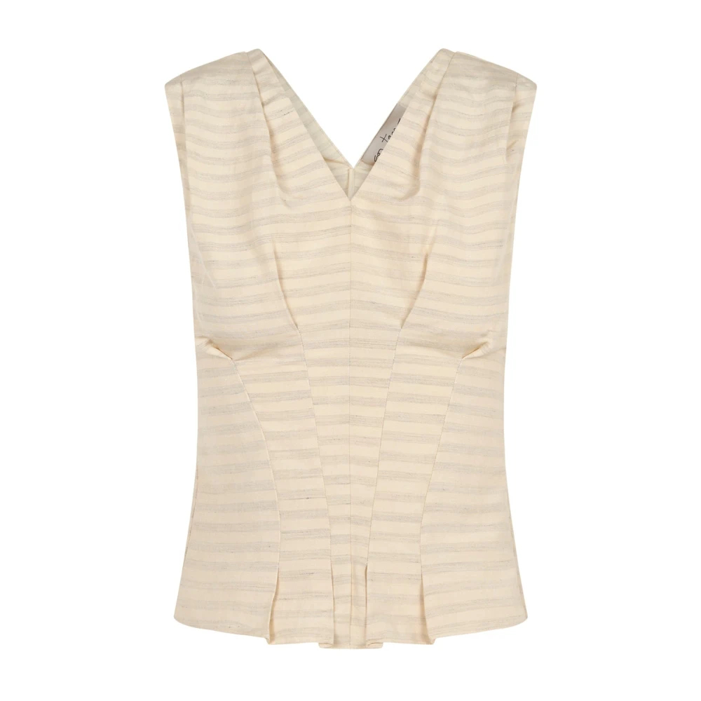 Cortana Women's Beige Sleeveless Tops Extra Small