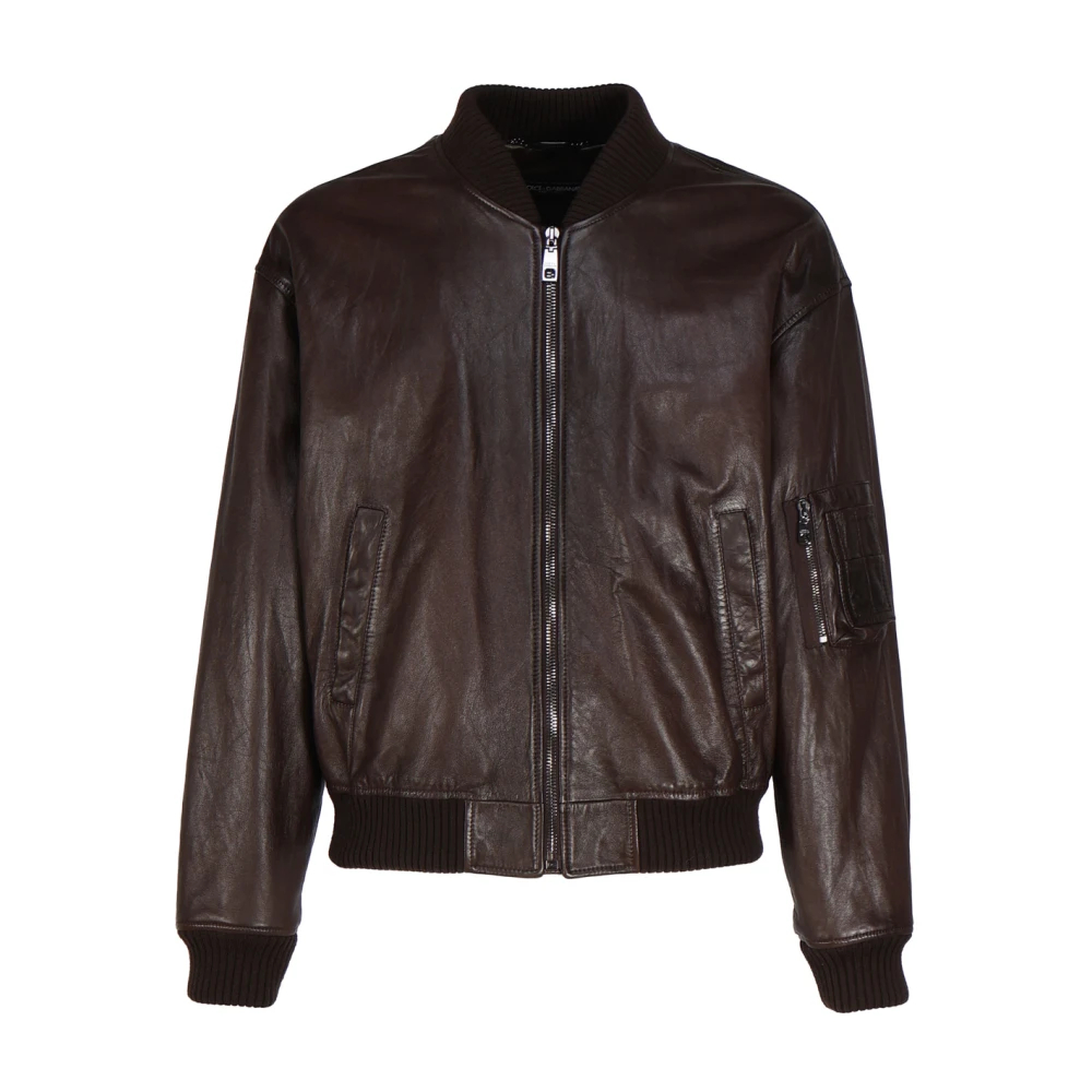 Dolce & Gabbana Men's Brown Leather Jackets Extra Large