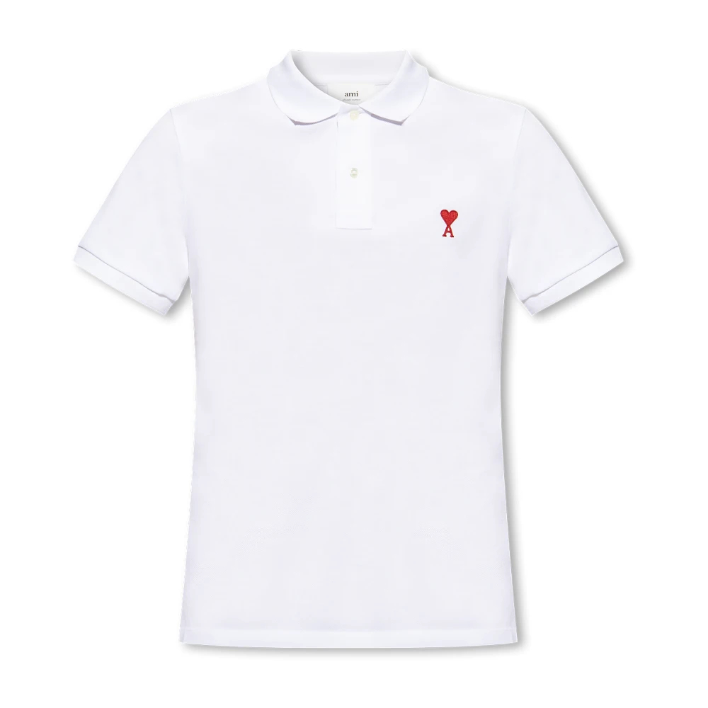Ami Paris Men's White Polo Shirts Medium
