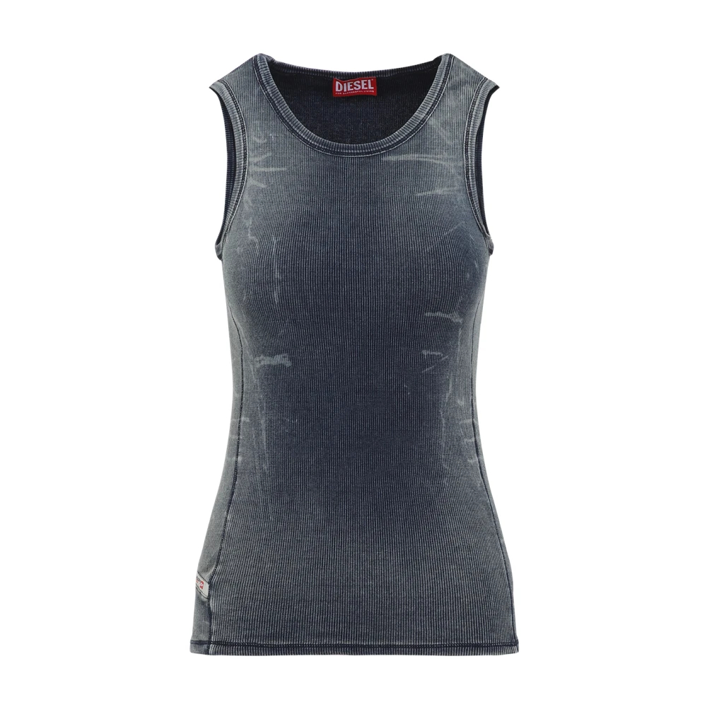 Diesel Women's Blue Sleeveless Tops Large