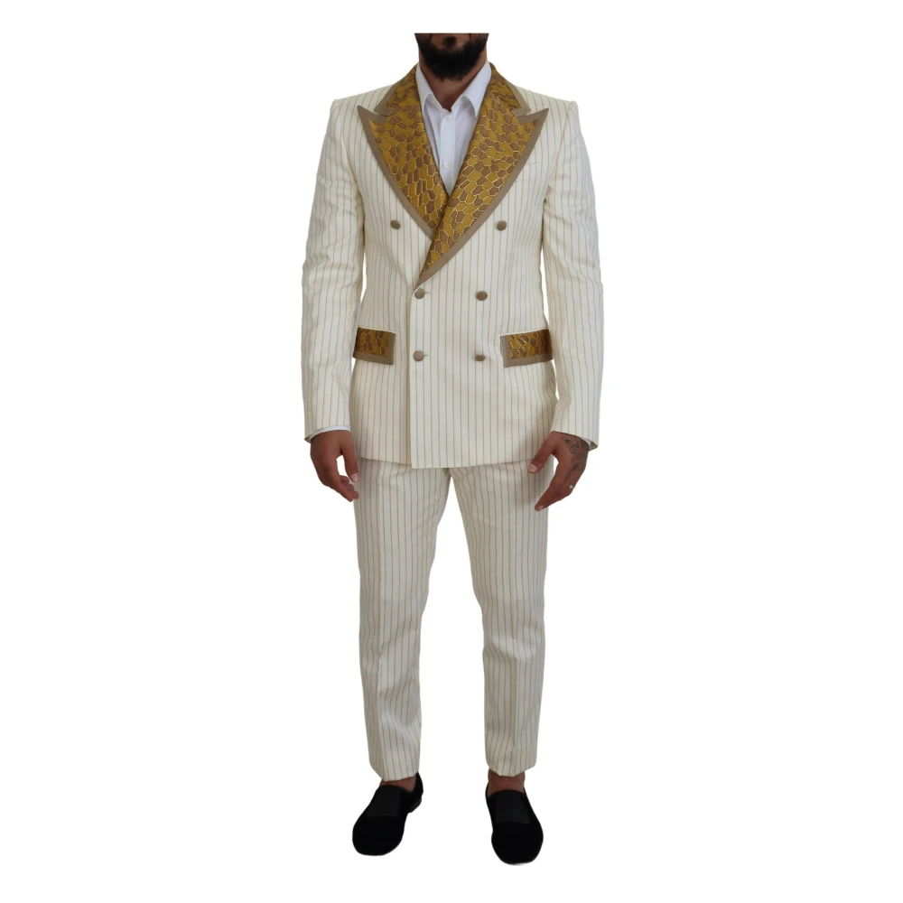 Dolce & Gabbana Men's White Double Breasted Suits Small