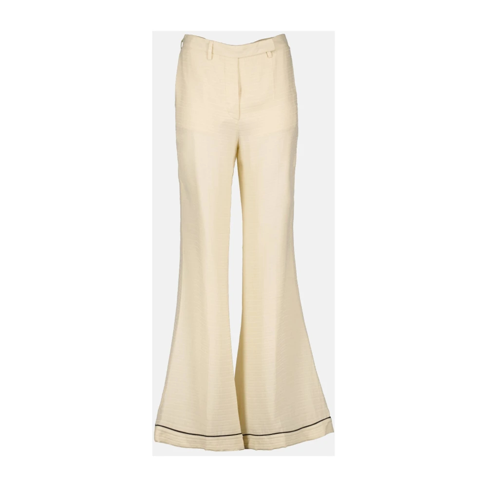 Prada Women's Beige Wide Trousers Extra Small
