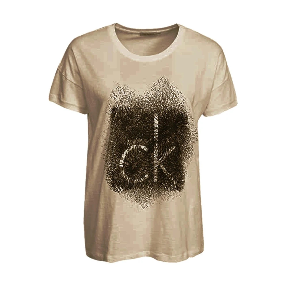 Calvin Klein Women's Beige T-Shirts Extra Small