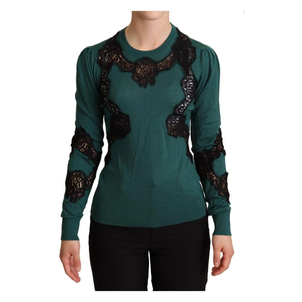 Dolce & Gabbana Women's Green Round-Neck Knitwear 3XS