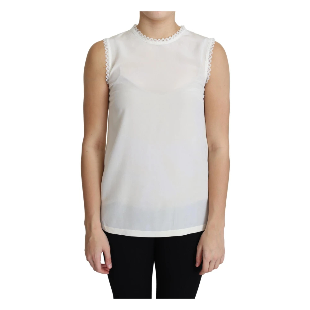Dolce & Gabbana Women's White Sleeveless Tops 2XS