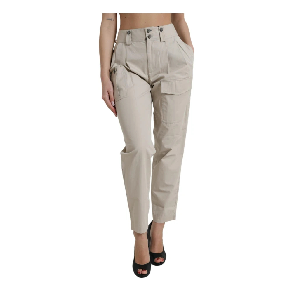 Dolce & Gabbana Women's Beige Tapered Trousers Medium
