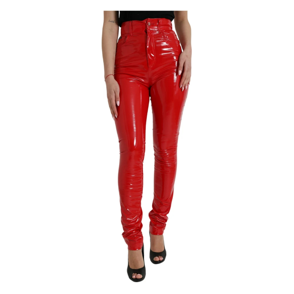 Dolce & Gabbana Women's Red Skinny Trousers Extra Small