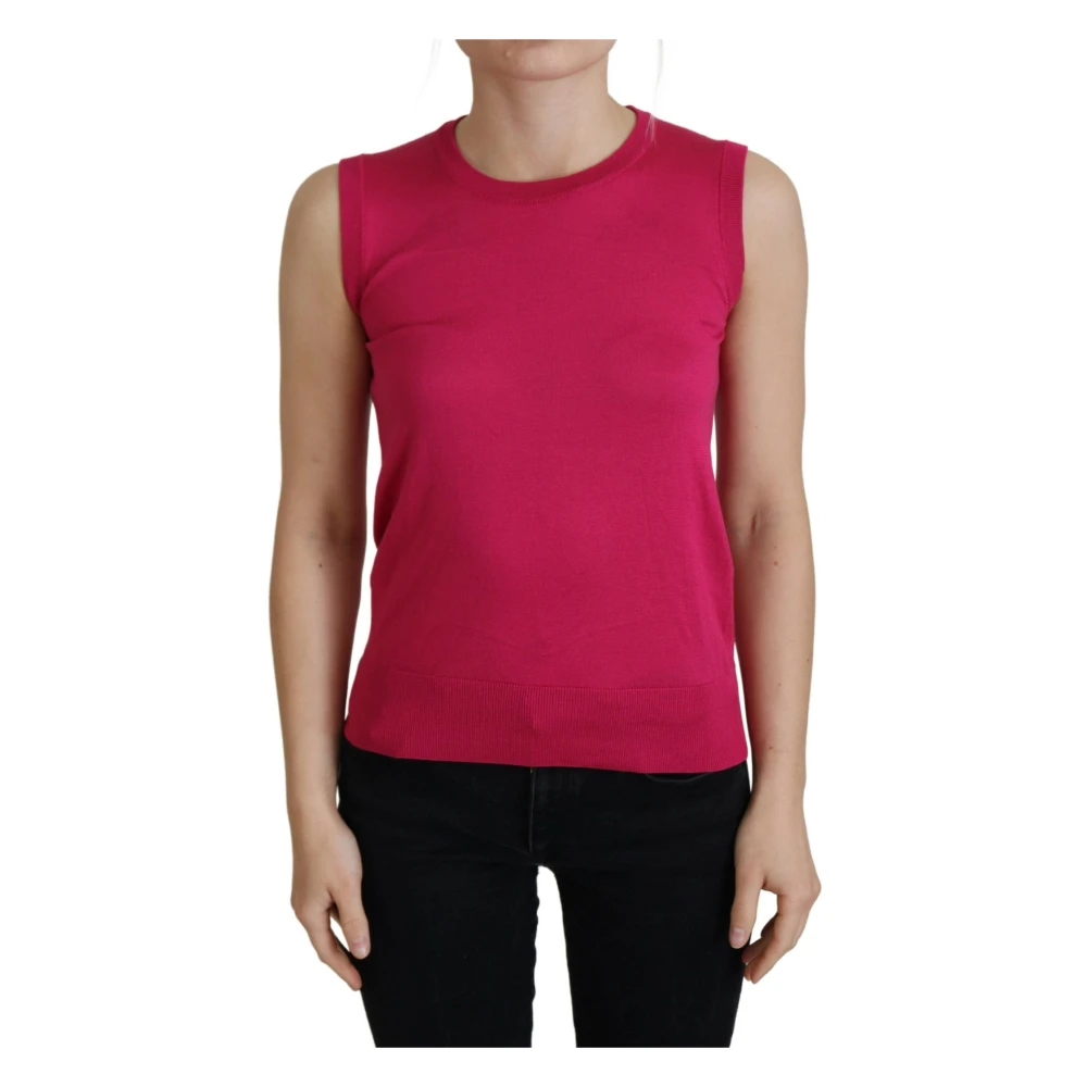Dolce & Gabbana Women's Pink Sleeveless Tops 3XS