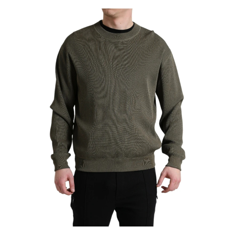 Dolce & Gabbana Men's Green Round-Neck Knitwear Medium