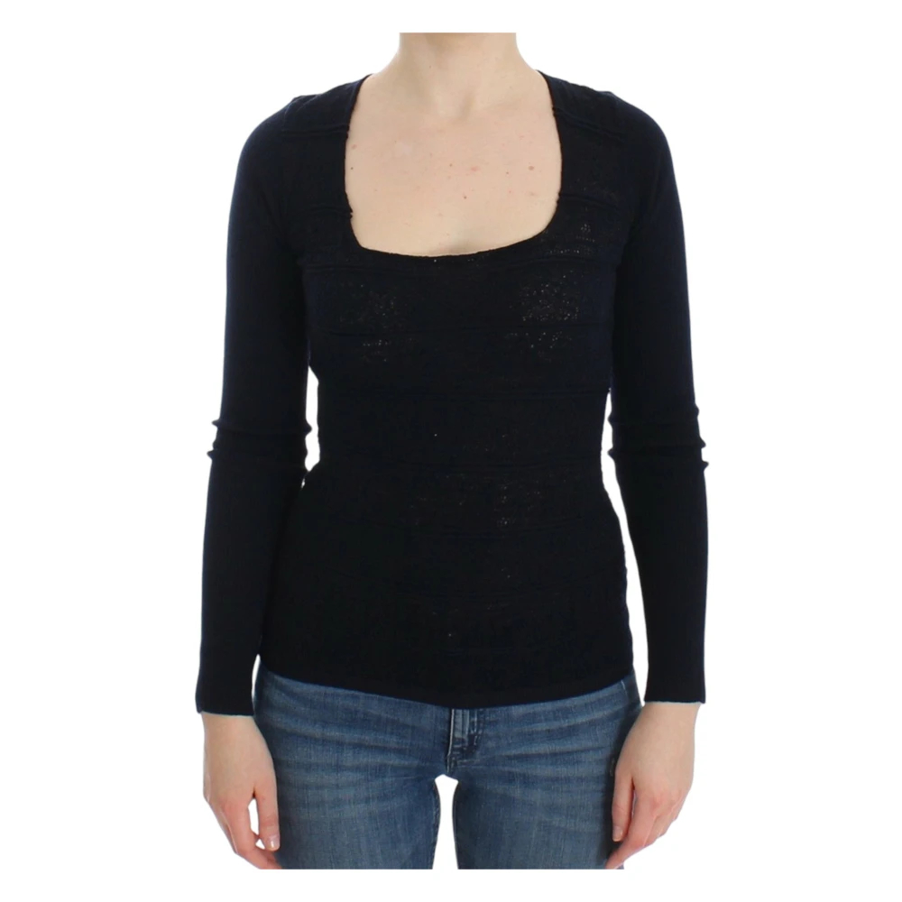 Ermanno Scervino Women's Blue Round-Neck Knitwear Medium