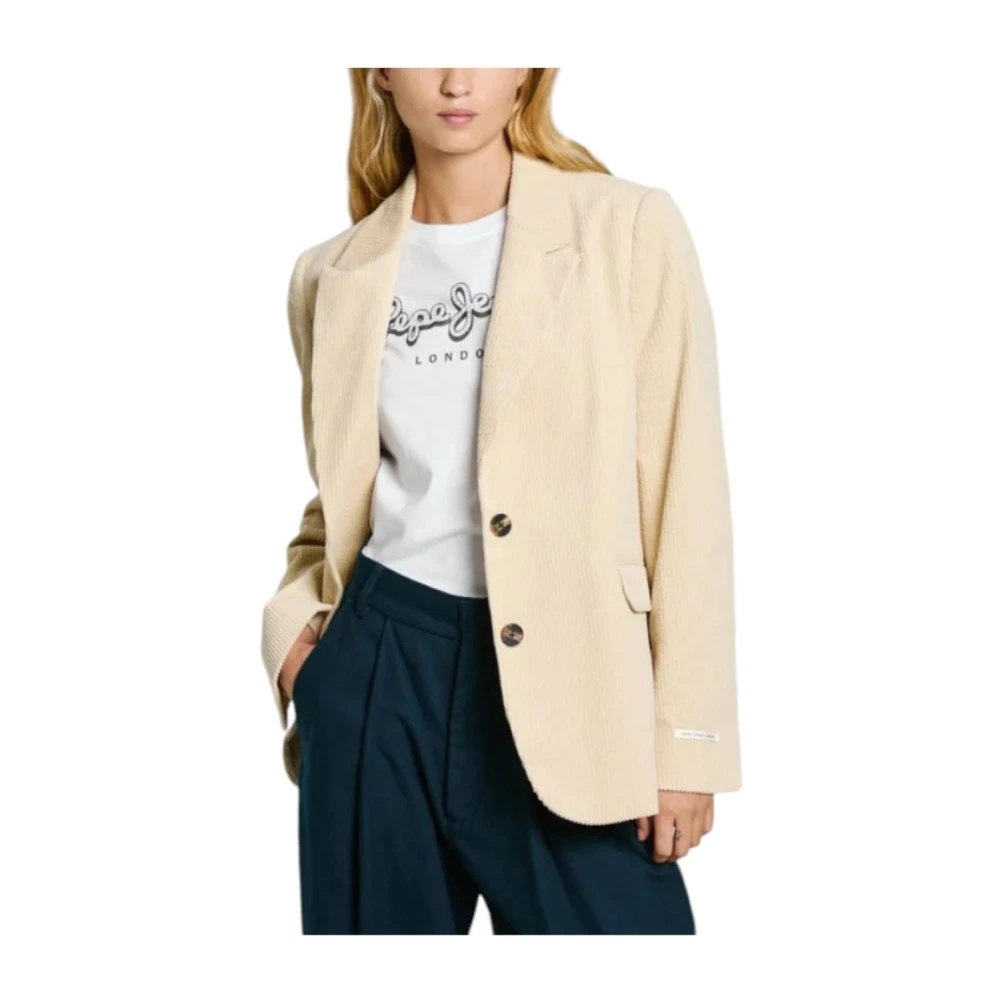 Pepe Jeans Women's Beige Blazers Medium