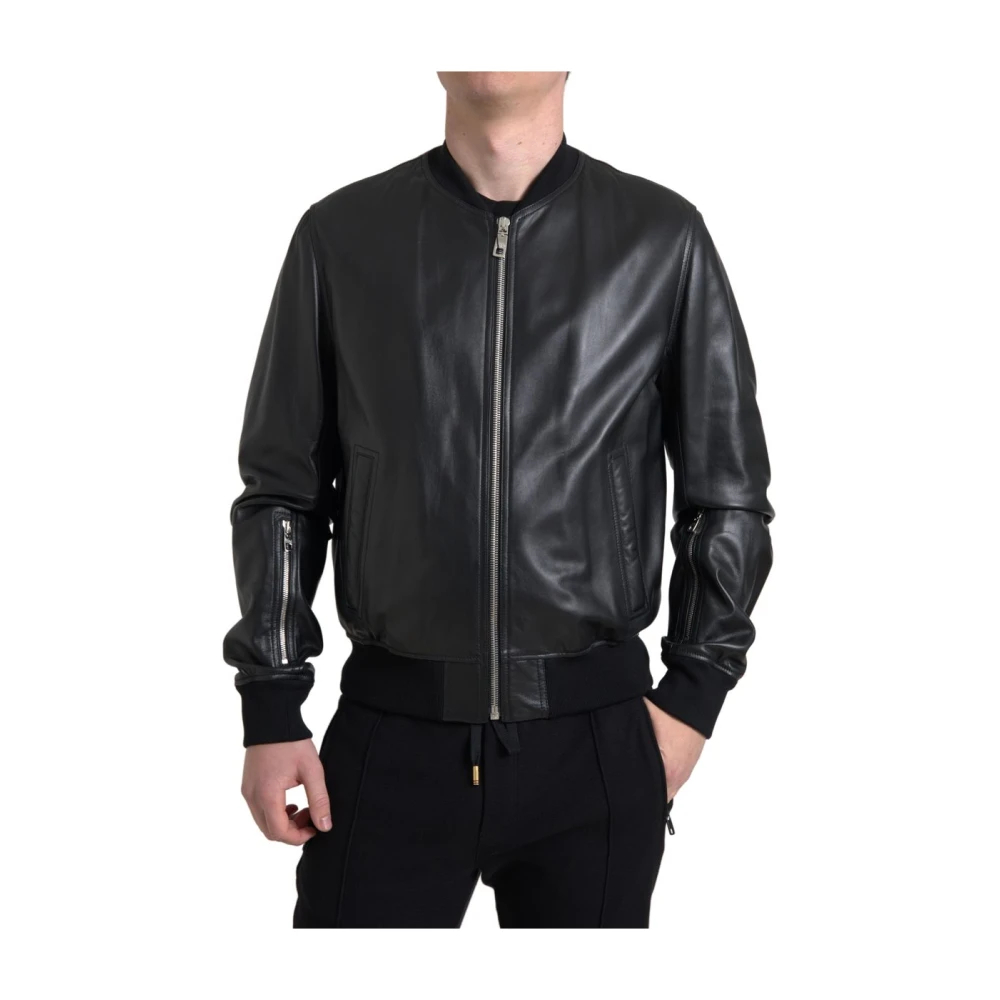 Dolce & Gabbana Men's Black Leather Jackets Extra Large