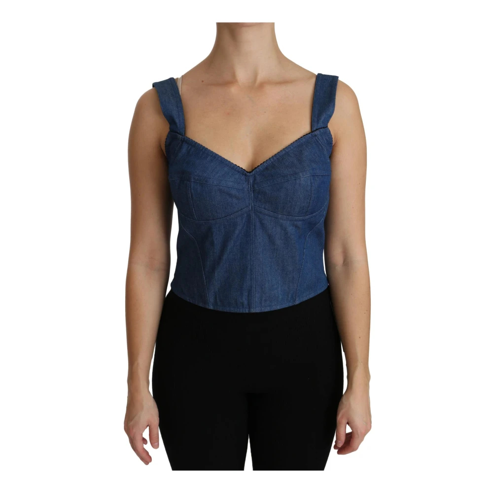 Dolce & Gabbana Women's Blue Sleeveless Tops 3XS