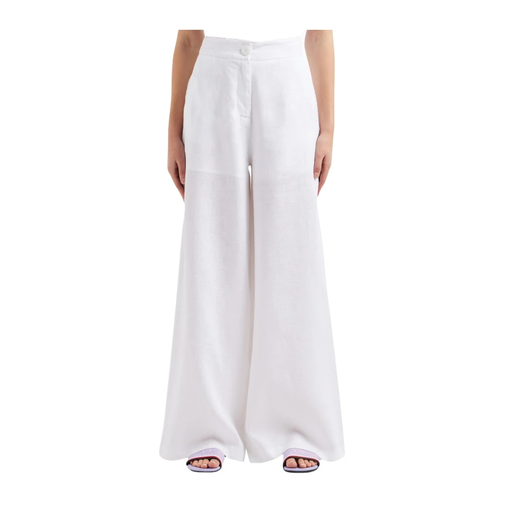 Emporio Armani Women's White Wide Trousers Extra Large