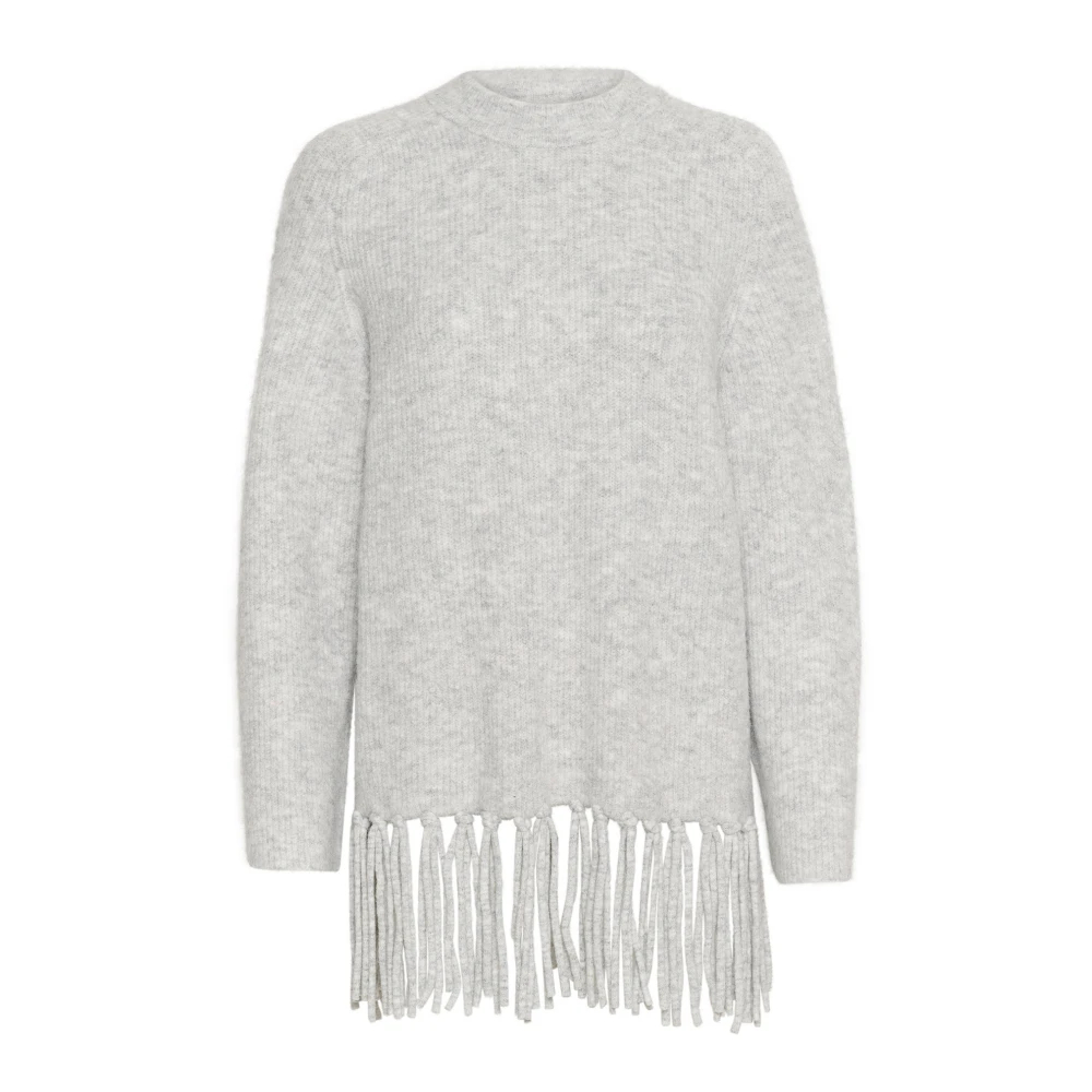 Kaffe Women's Gray Round-Neck Knitwear Extra Small
