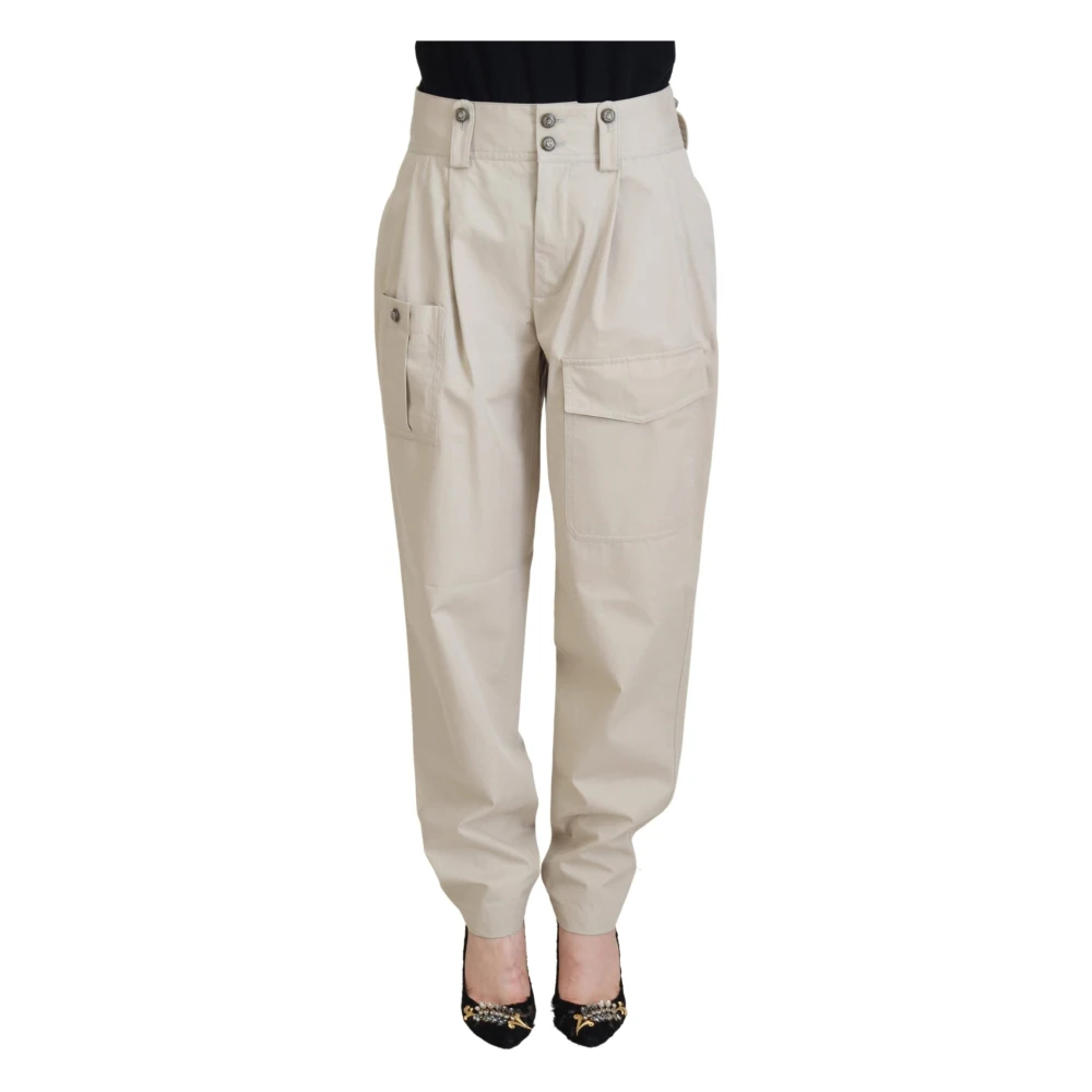 Dolce & Gabbana Women's Beige Tapered Trousers 2XS