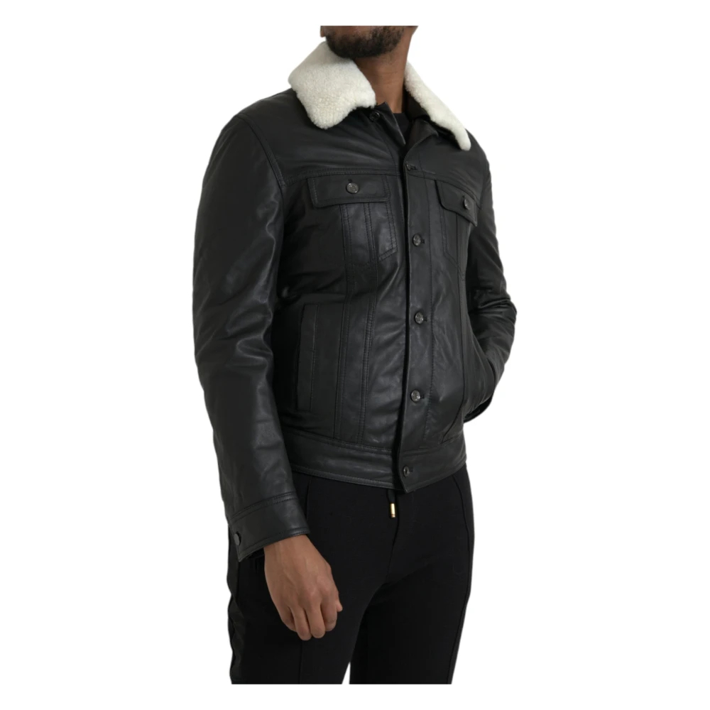 Dolce & Gabbana Men's Black Faux Fur & Shearling Jackets Small