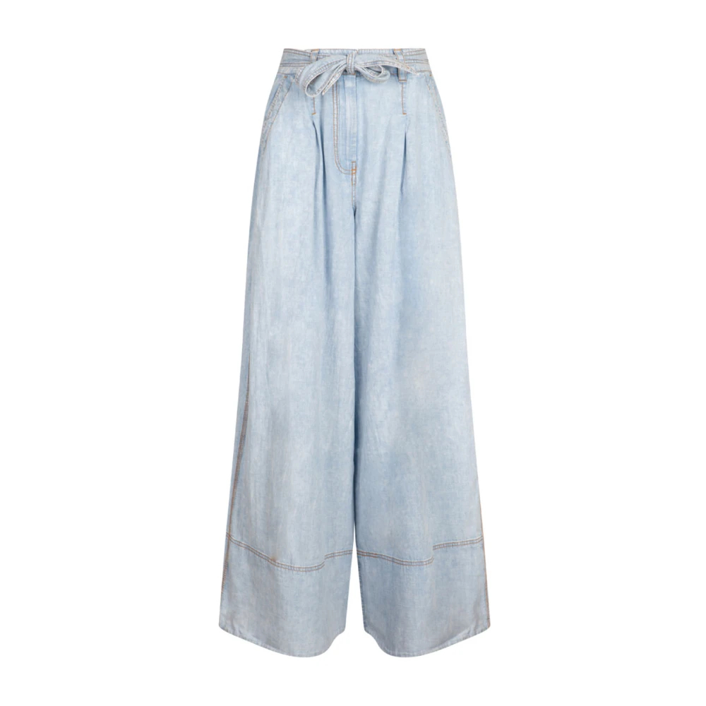Zimmermann Women's Blue Wide Trousers Extra Small