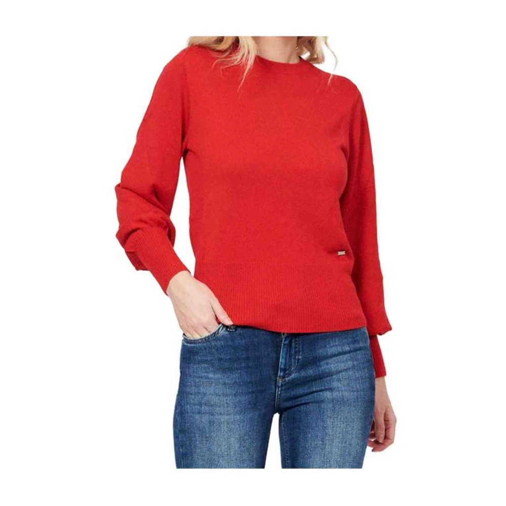 Armani Exchange Women's Red Round-Neck Knitwear Extra Small