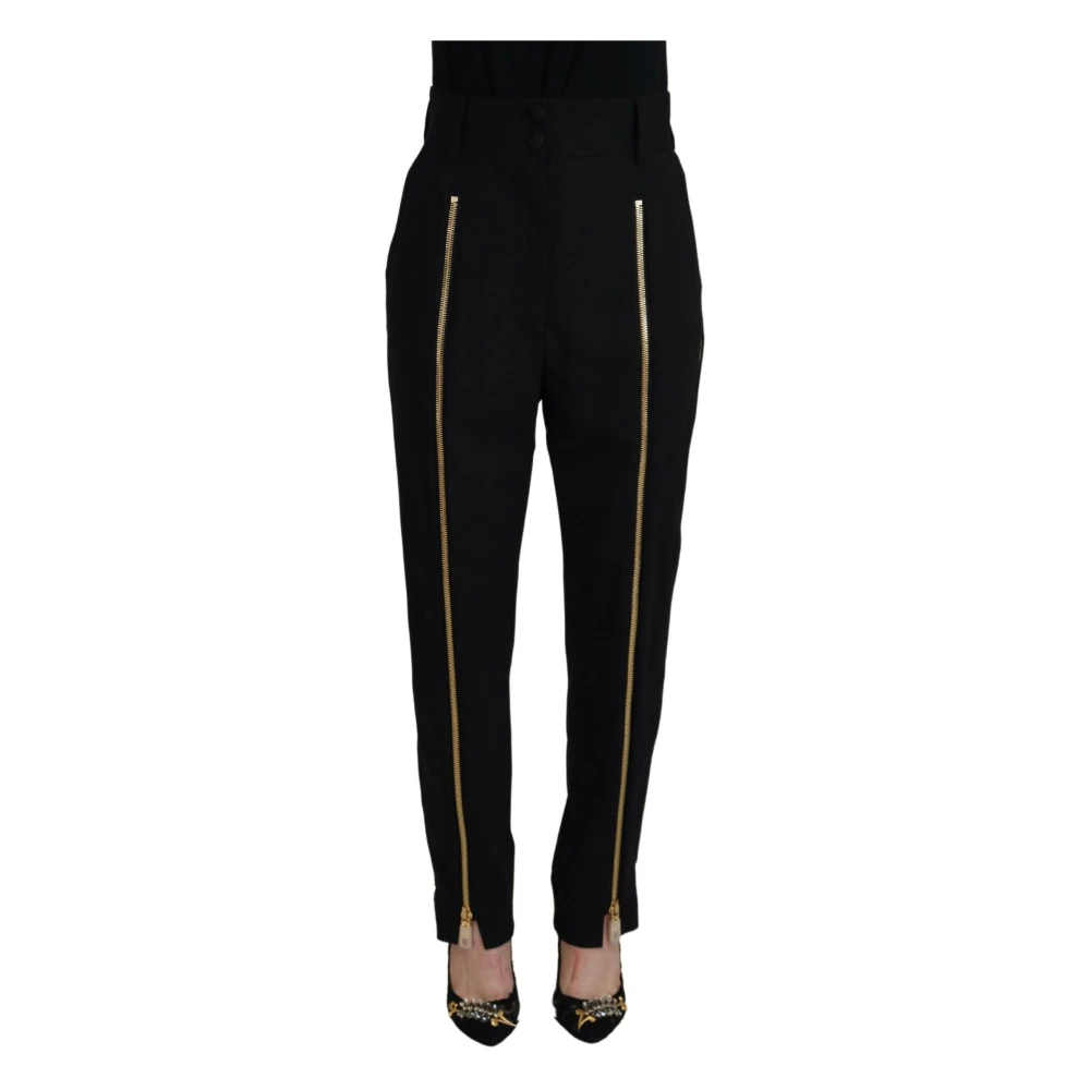 Dolce & Gabbana Women's Black Tapered Trousers Extra Small