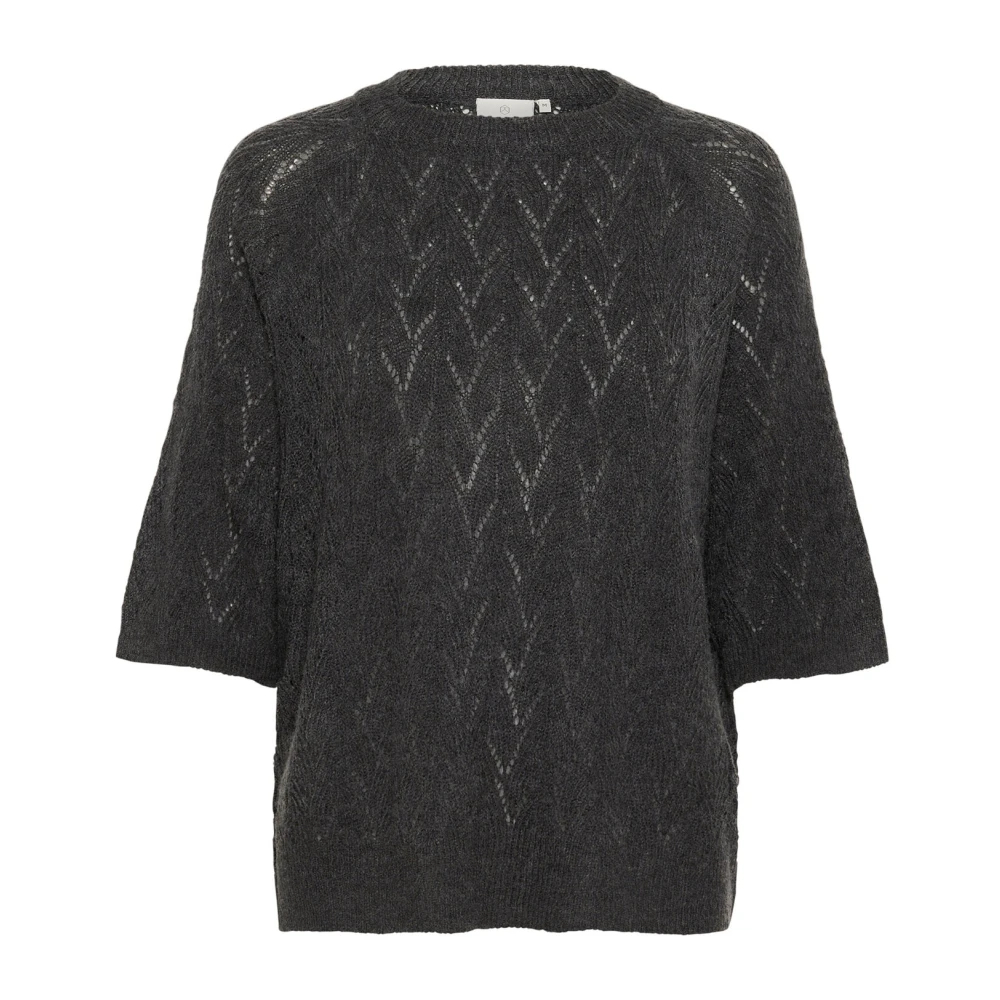 Kaffe Women's Gray Round-Neck Knitwear Extra Small