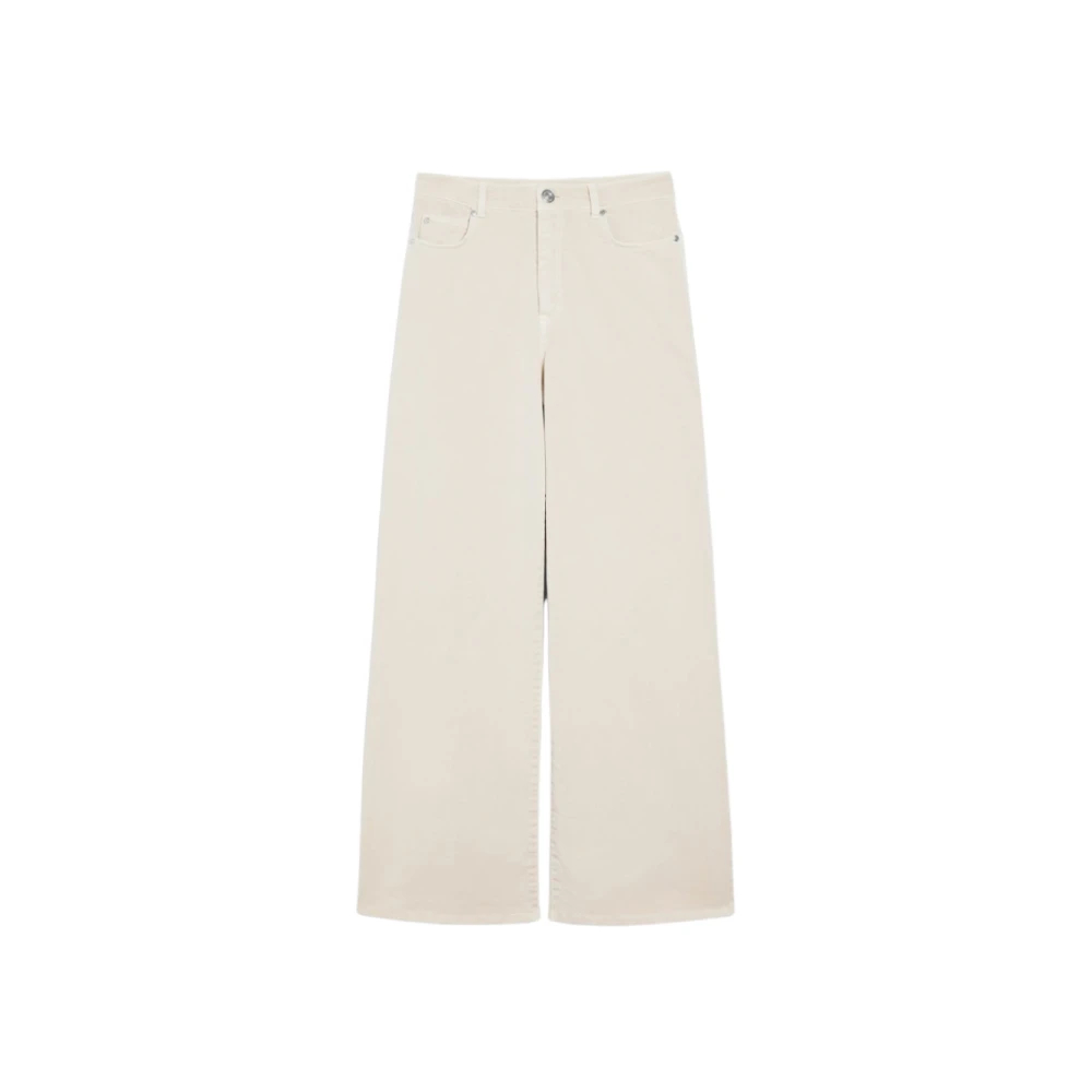 Max Mara Women's Beige Wide Trousers Extra Small