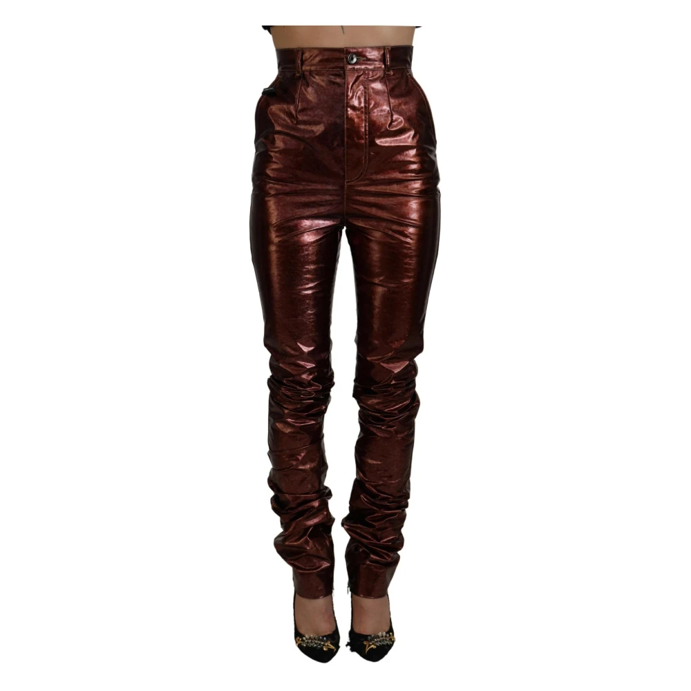 Dolce & Gabbana Women's Brown Slim-Fit Trousers Extra Small