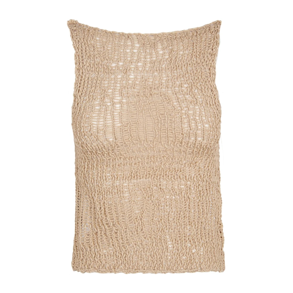 Cortana Women's Beige Sleeveless Tops Small