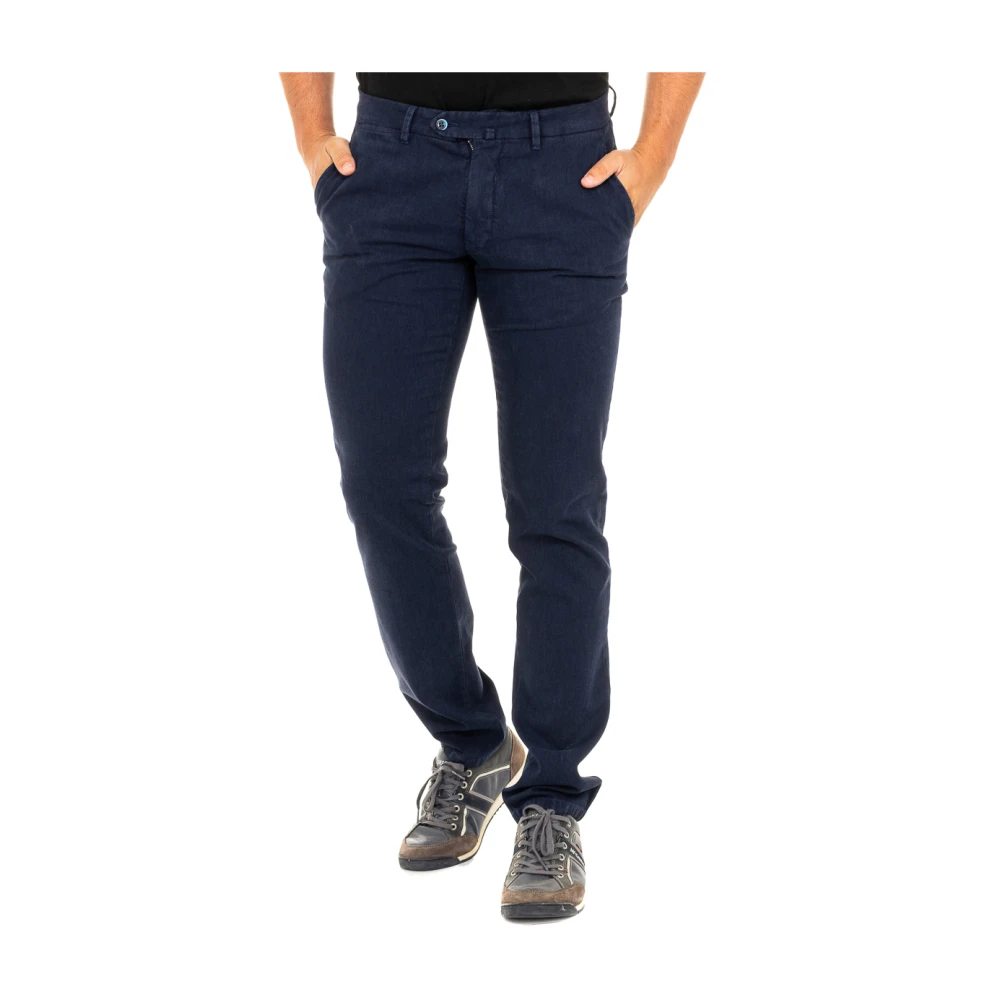 La Martina Men's Blue Slim-Fit Trousers Extra Large