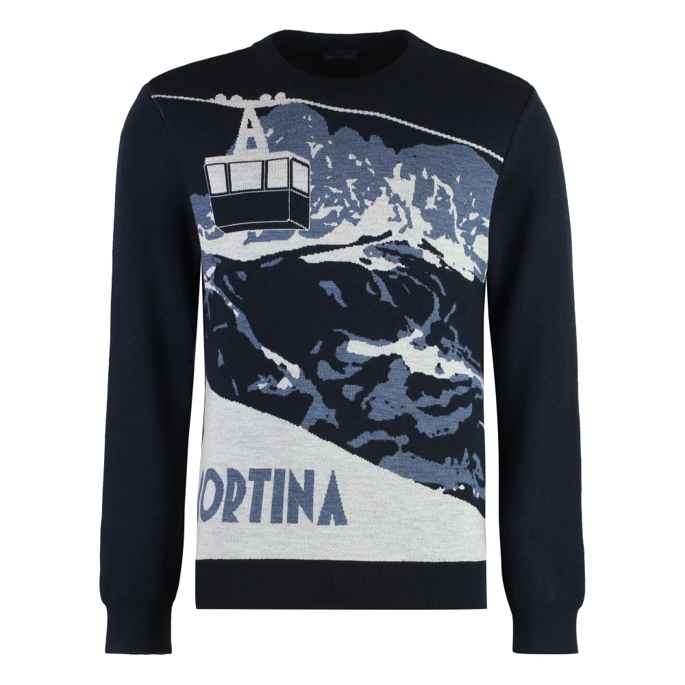 Paul & Shark Men's Blue Round-Neck Knitwear Small