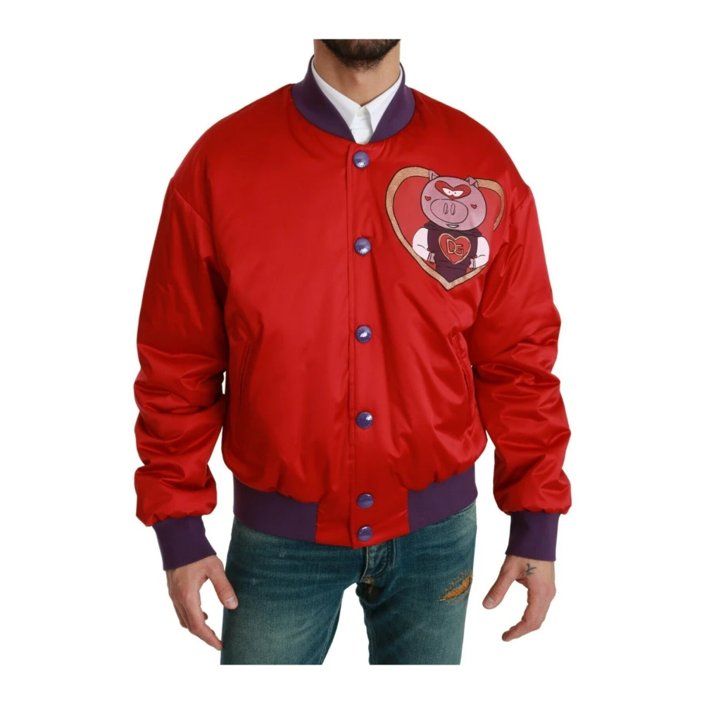 Dolce & Gabbana Men's Red Bomber Jackets Extra Small
