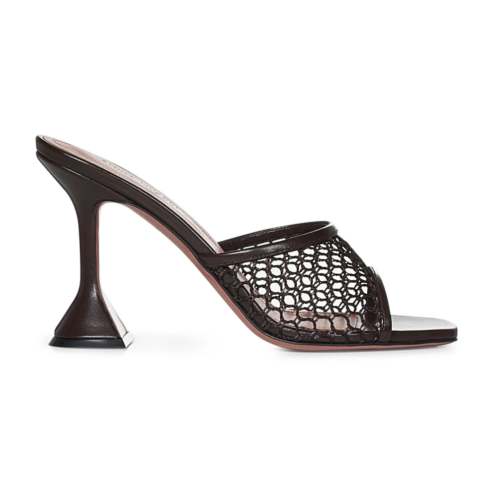 Amina Muaddi Women's Brown Heeled Mules Size 5