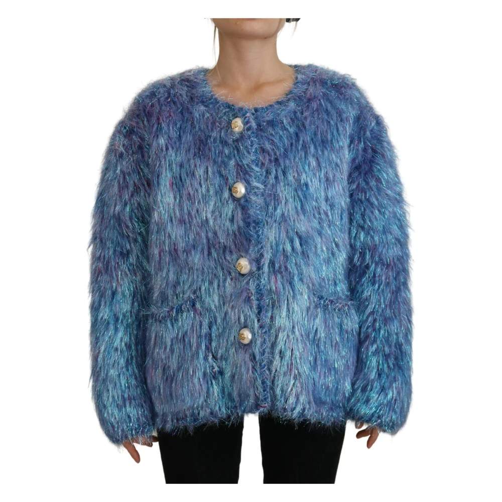 Dolce & Gabbana Women's Blue Faux Fur & Shearling Jackets Medium