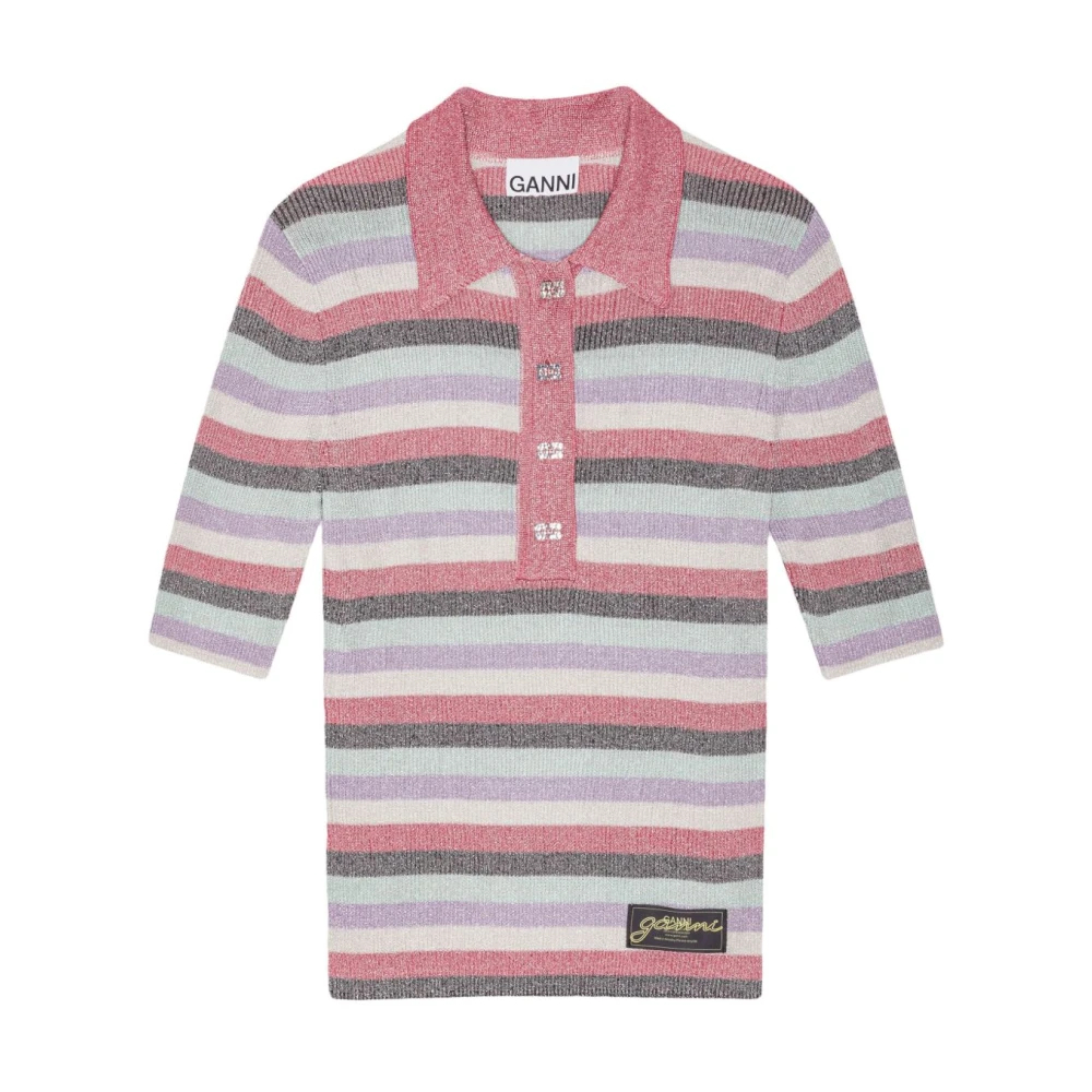 Ganni Women's Multicolor Polo Shirts Extra Small