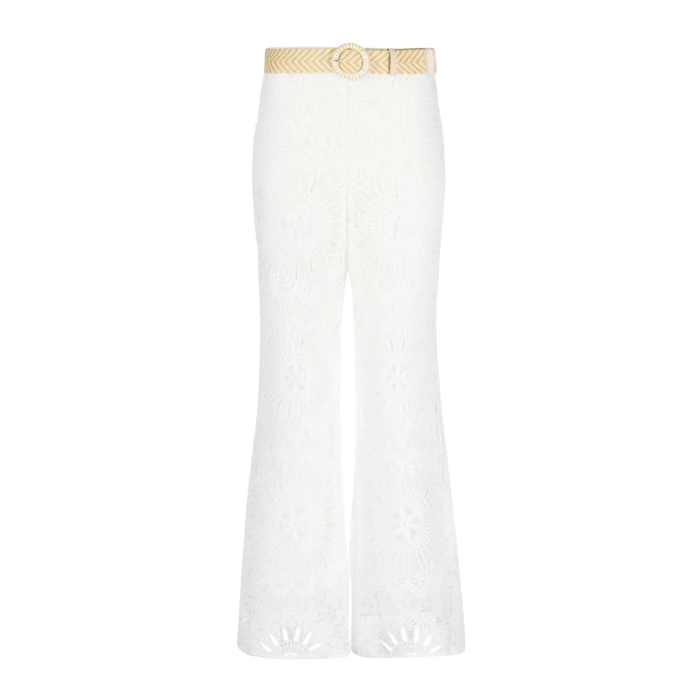 Zimmermann Women's Beige Wide Trousers Small