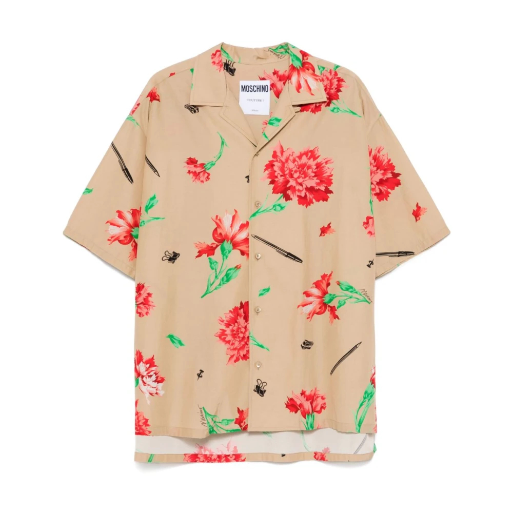 Moschino Men's Beige Short Sleeve Shirts Medium