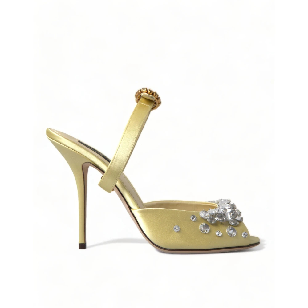Dolce & Gabbana Women's Yellow Heeled Mules Size 6 Uk