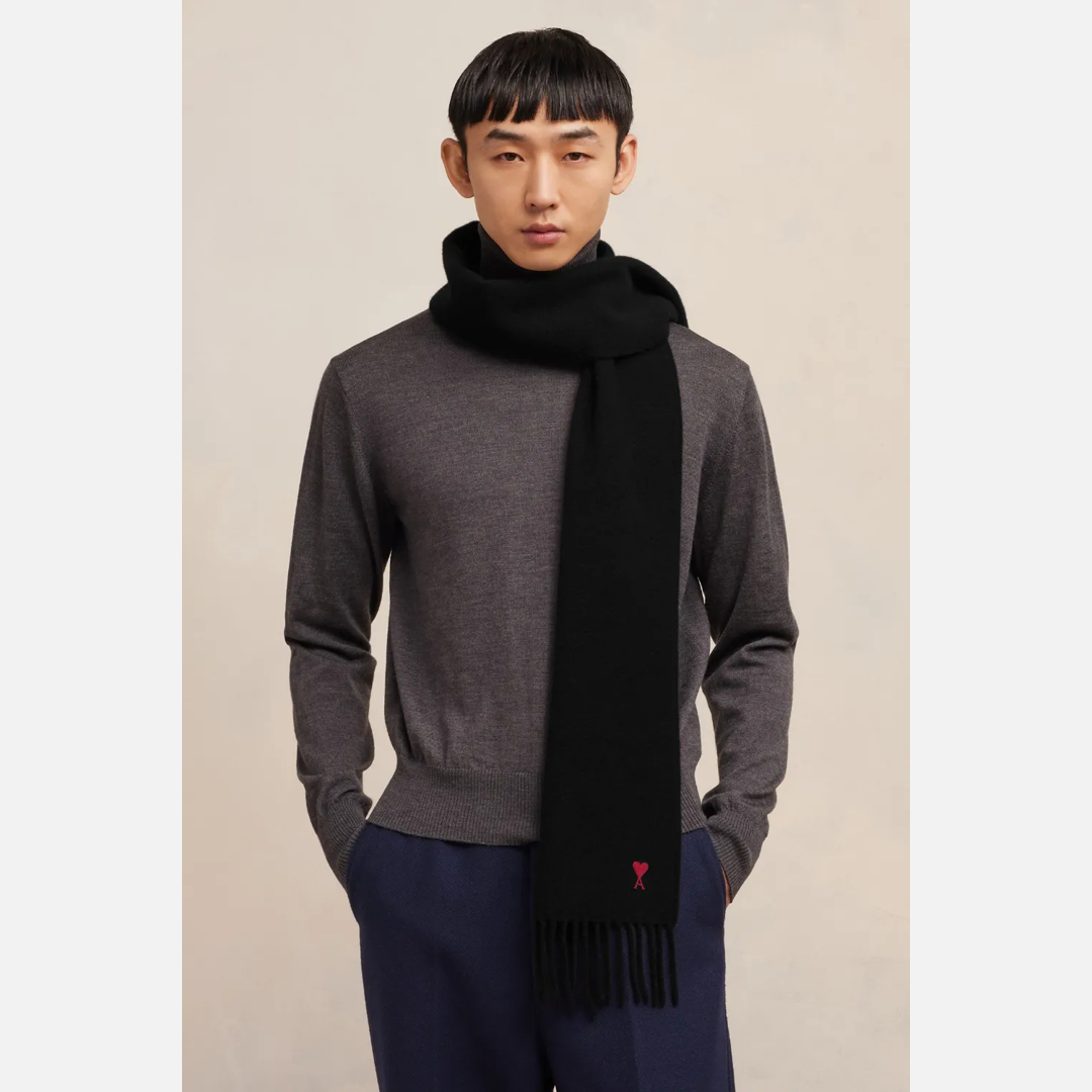 Ami De Coeur Scarf Black Unisex - OS - AMI Paris